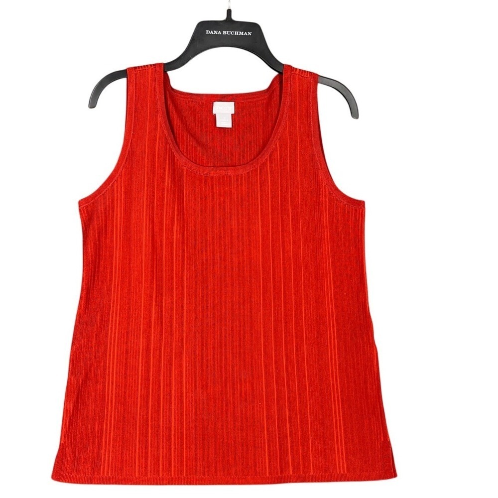 Chicos Ribbed Tank Top Knit Size M Minimalist Layering Sophisticated Career Chic